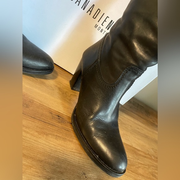 La Canadienne designer black leather knee high boots - Picture 8 of 11